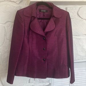 Kasper purple sheen button front lined fitted odressy jacket